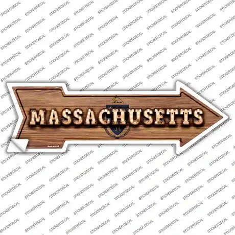 Massachusetts Bulb Lettering Novelty Arrow Sticker Decal