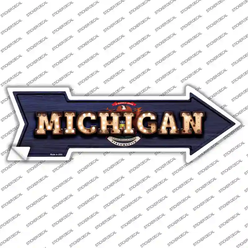 Michigan Bulb Lettering Novelty Arrow Sticker Decal