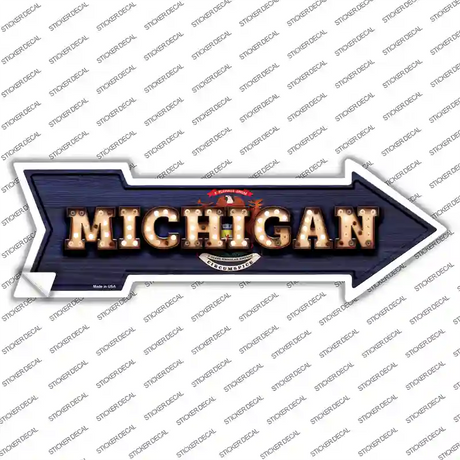 Michigan Bulb Lettering Novelty Arrow Sticker Decal