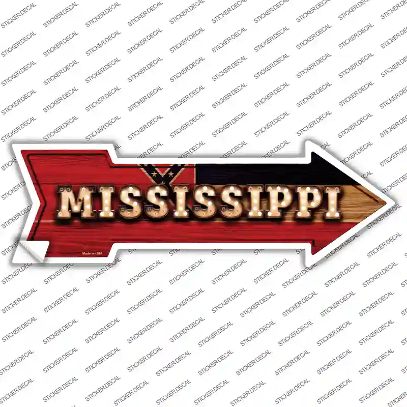 Mississippi Bulb Lettering Novelty Arrow Sticker Decal