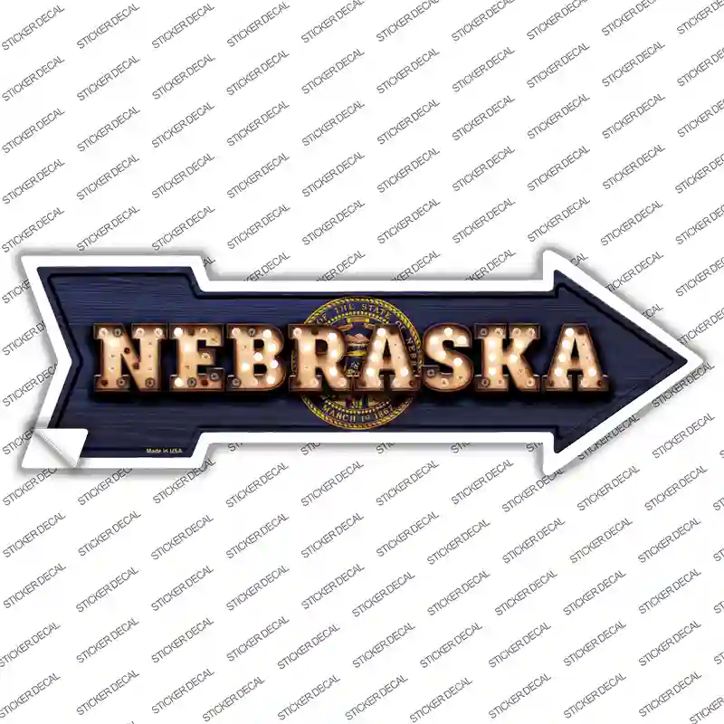 Nebraska Bulb Lettering Novelty Arrow Sticker Decal