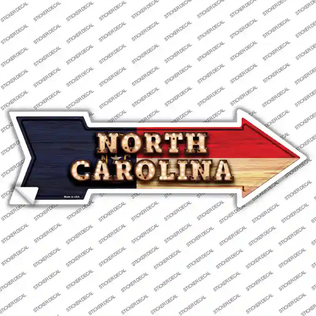 North Carolina Bulb Lettering Novelty Arrow Sticker Decal