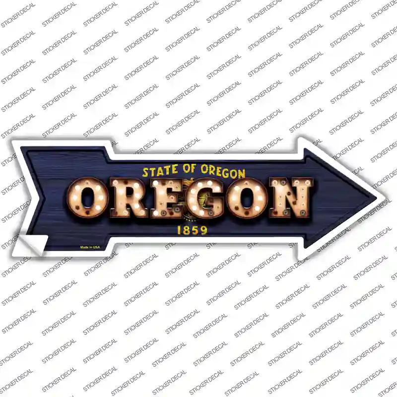 Oregon Bulb Lettering Novelty Arrow Sticker Decal
