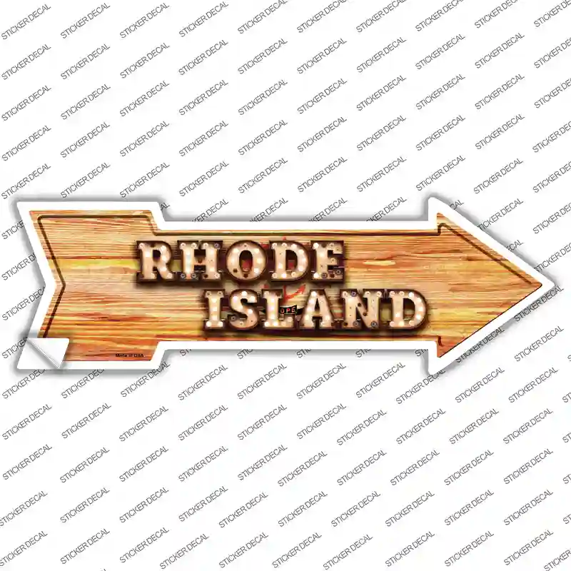 Rhode Island Bulb Lettering Novelty Arrow Sticker Decal