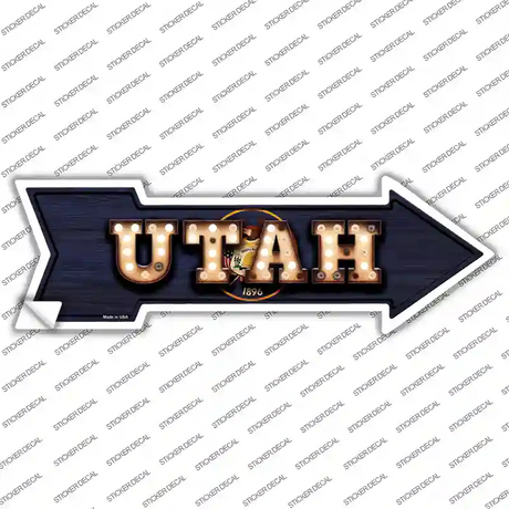 Utah Bulb Lettering Novelty Arrow Sticker Decal