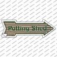 Potting Shed On Corrugated Effect Novelty Arrow Sticker Decal