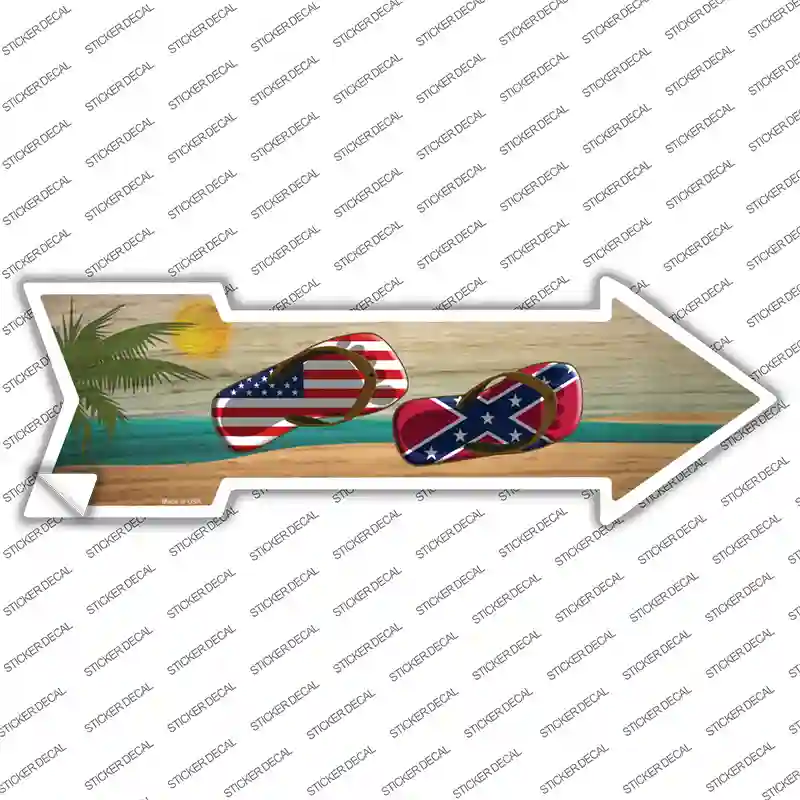 US and Confederate Flag Flip Flop Novelty Arrow Sticker Decal