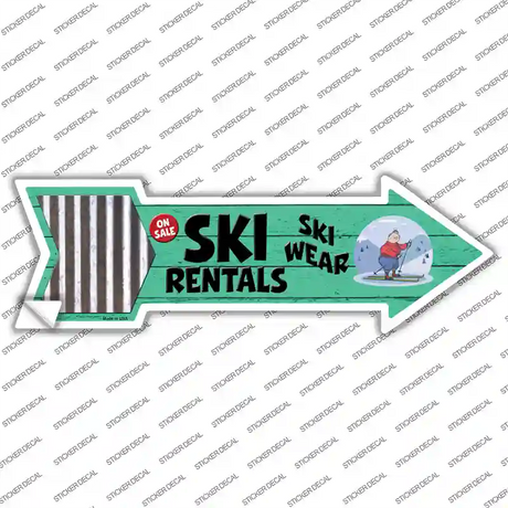 Ski Rentals Novelty Arrow Sticker Decal