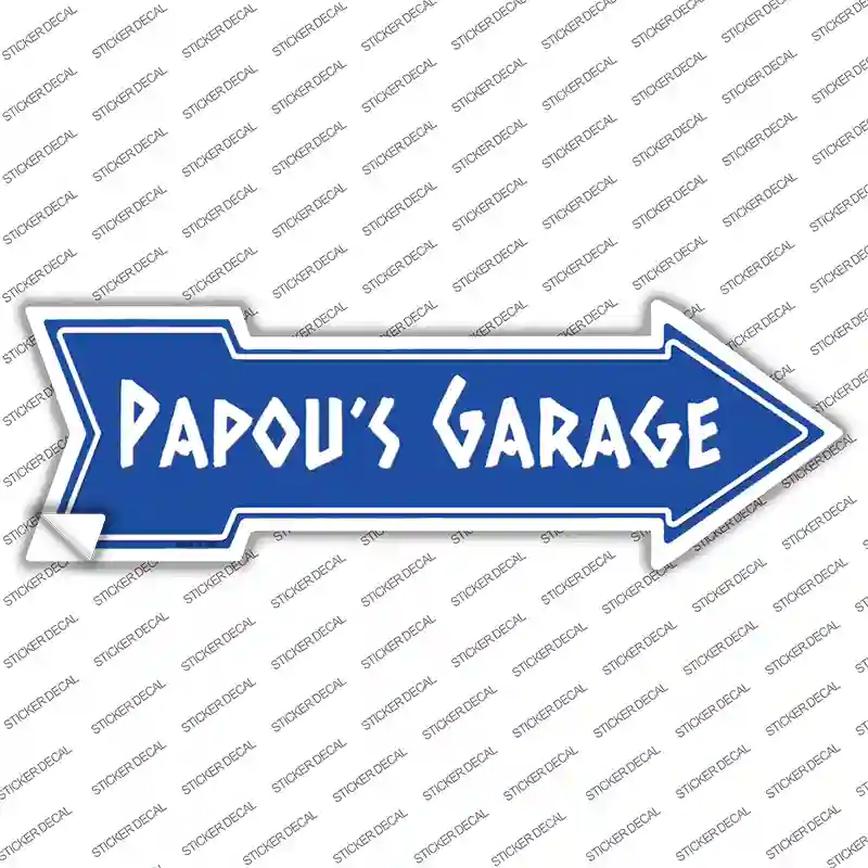 Papous Garage Blue Novelty Arrow Sticker Decal