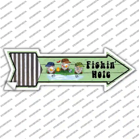 Fishing Hole Three Gnomes Novelty Arrow Sticker Decal