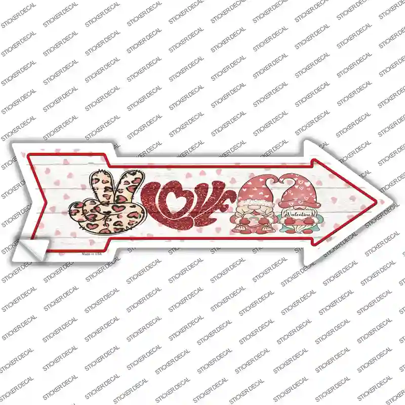 Peace Love Gnomes Hearts Novelty Arrow Sticker Decal