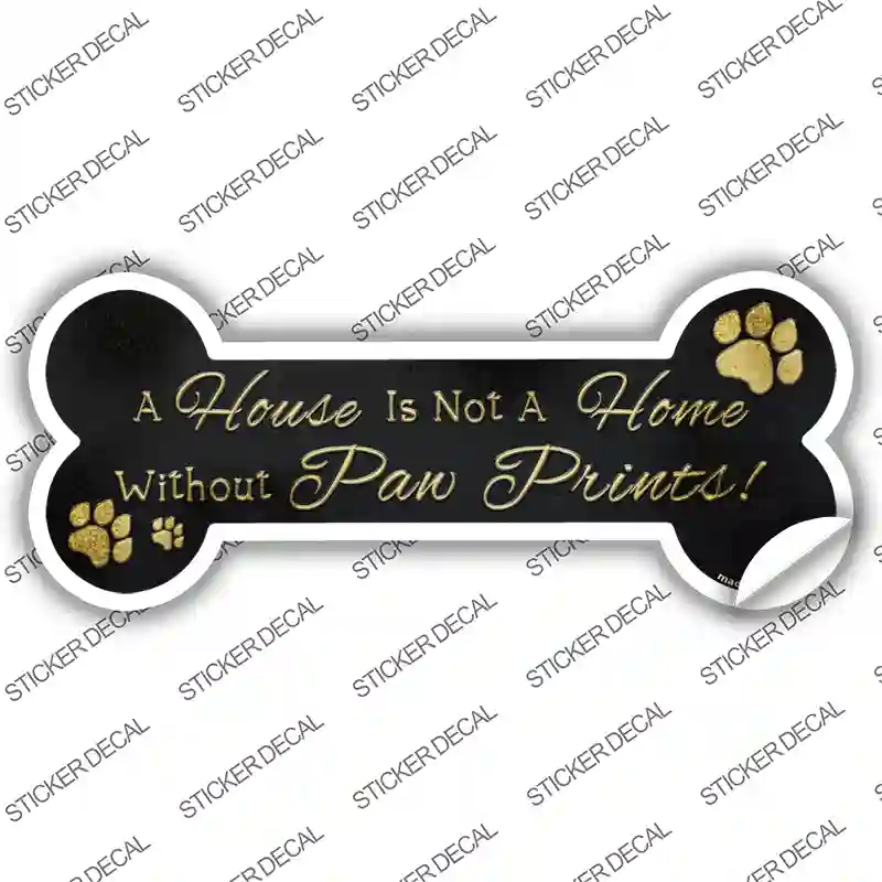 Without Paw Prints Novelty Bone Sticker Decal Small