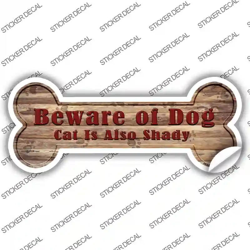 Beware of Dog and Cat Novelty Bone Sticker Decal Small