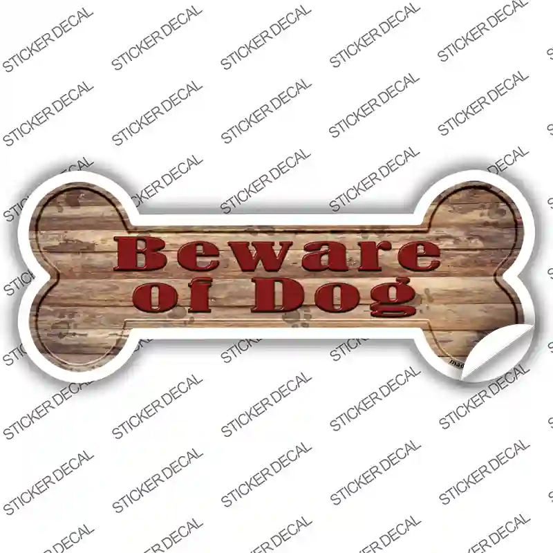 Beware of Dog Novelty Bone Sticker Decal Small