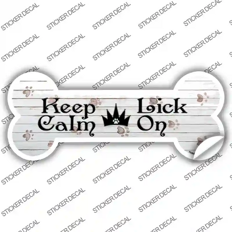 Keep Calm Lick On Novelty Bone Sticker Decal Small
