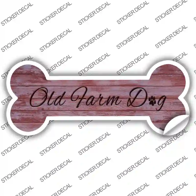 Old Farm Dog Novelty Bone Sticker Decal Small
