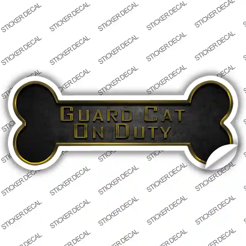 Guard Cat on Duty Novelty Bone Sticker Decal Small