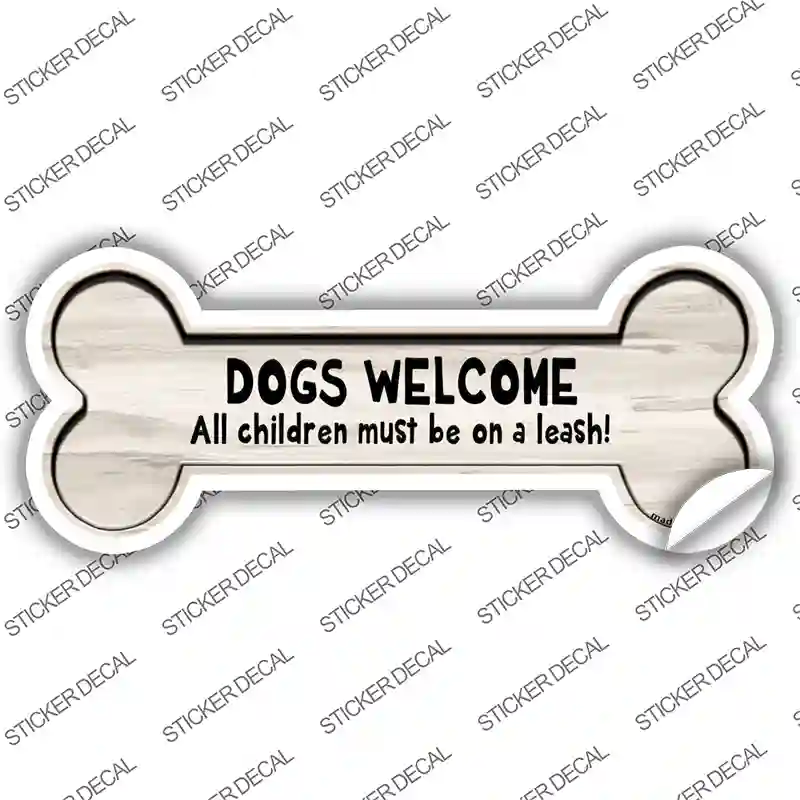 Dogs Welcome Novelty Bone Sticker Decal Small