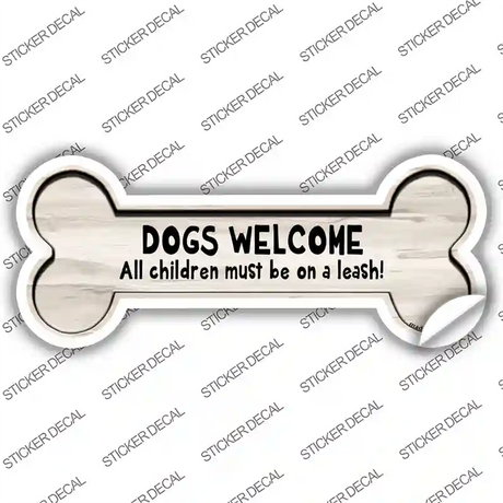 Dogs Welcome Novelty Bone Sticker Decal Small