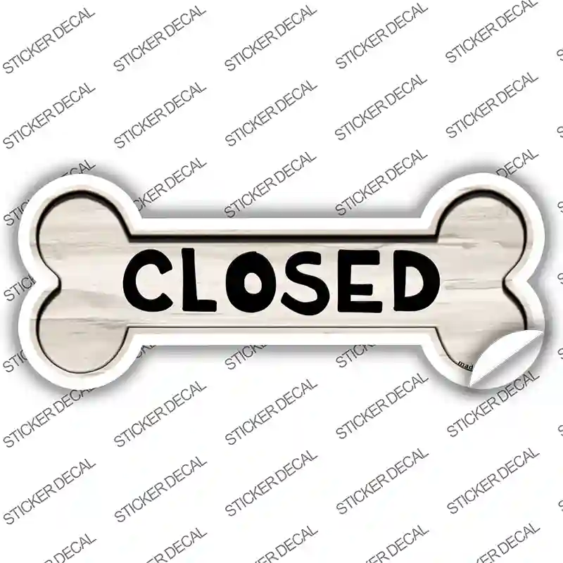 Closed Novelty Bone Sticker Decal Small
