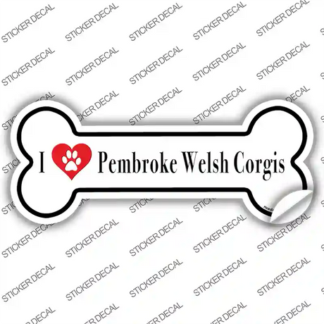 I Love Corgis Novelty Bone Sticker Decal Small