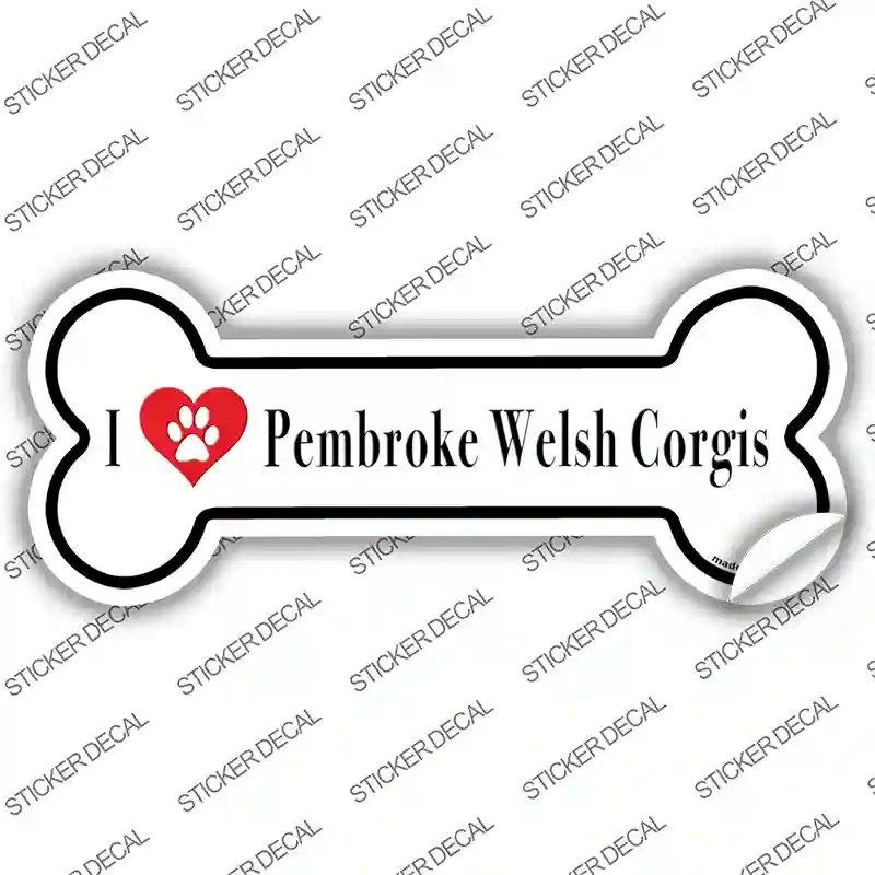 I Love Corgis Novelty Bone Sticker Decal Small
