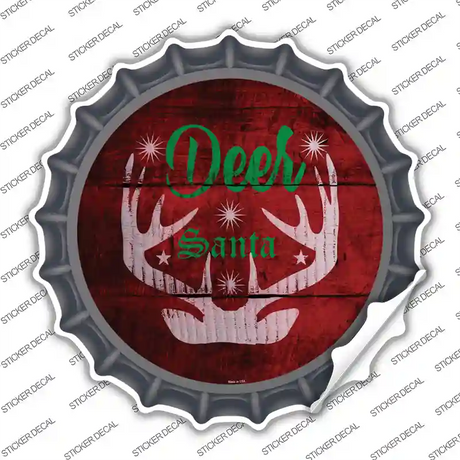 Deer Santa Novelty Bottle Cap Sticker Decal