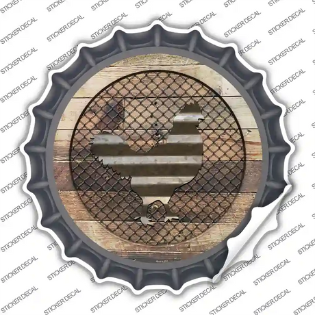 Chicken on Wood Novelty Bottle Cap Sticker Decal