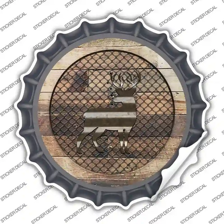 Deer on Wood Novelty Bottle Cap Sticker Decal