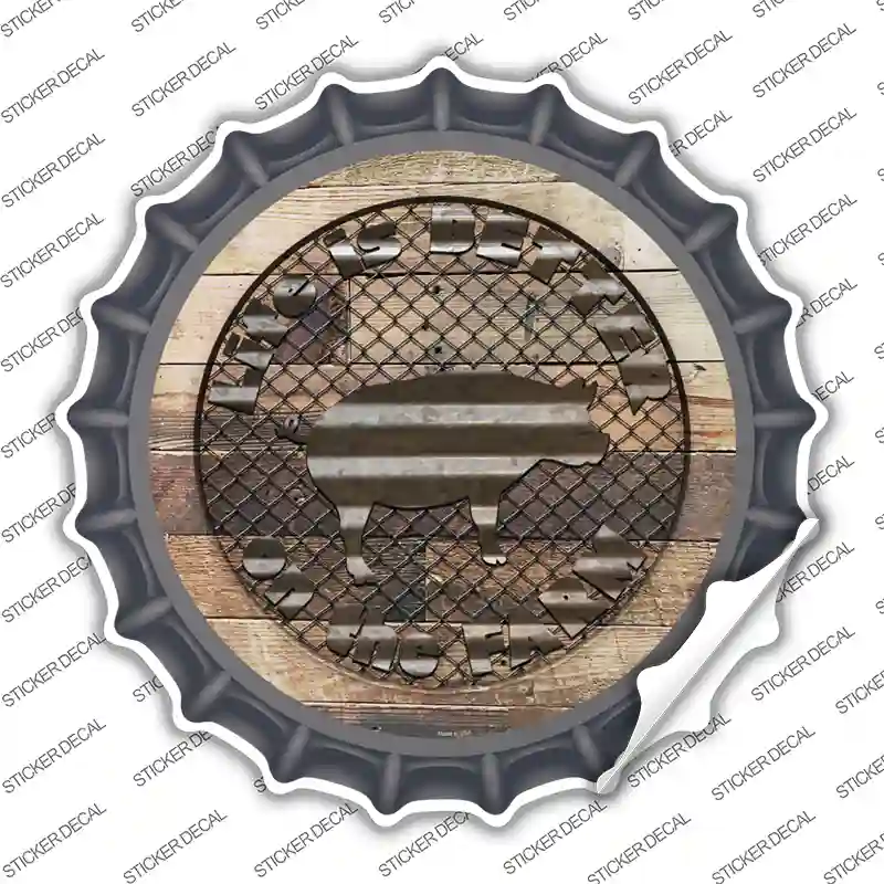 Better On The Farm Pig Novelty Bottle Cap Sticker Decal