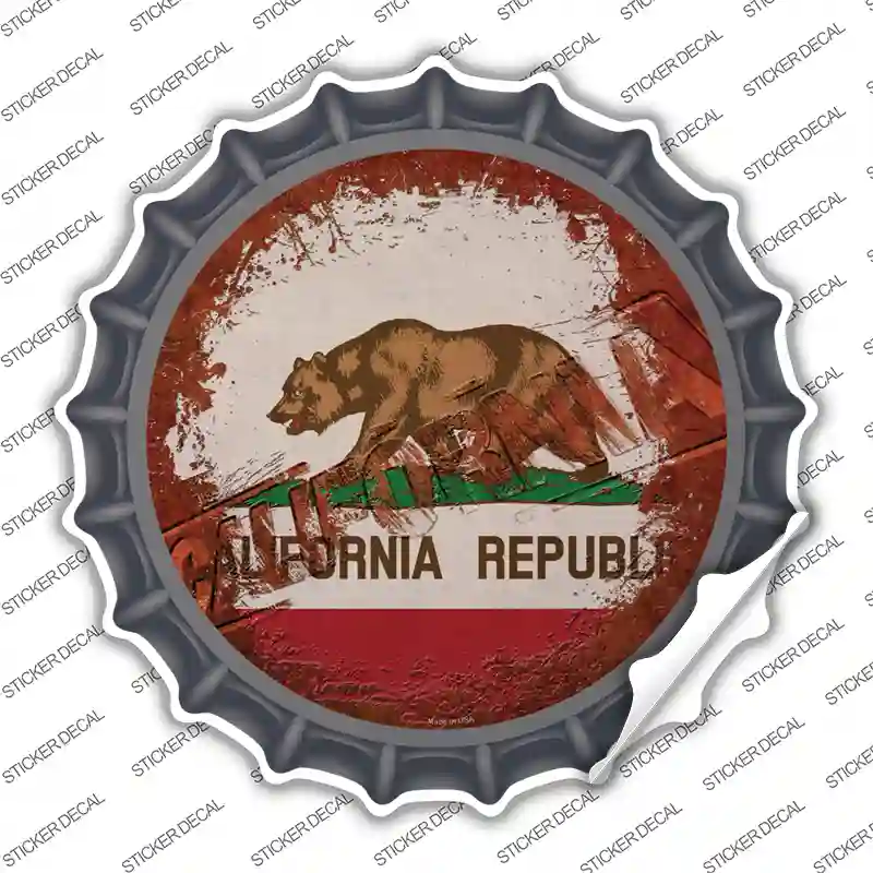 California Rusty Stamped Novelty Bottle Cap Sticker Decal