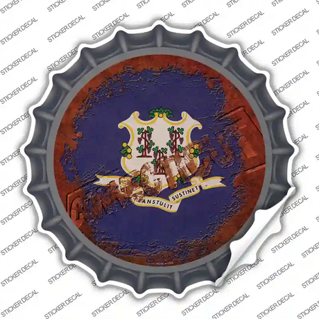 Connecticut Rusty Stamped Novelty Bottle Cap Sticker Decal