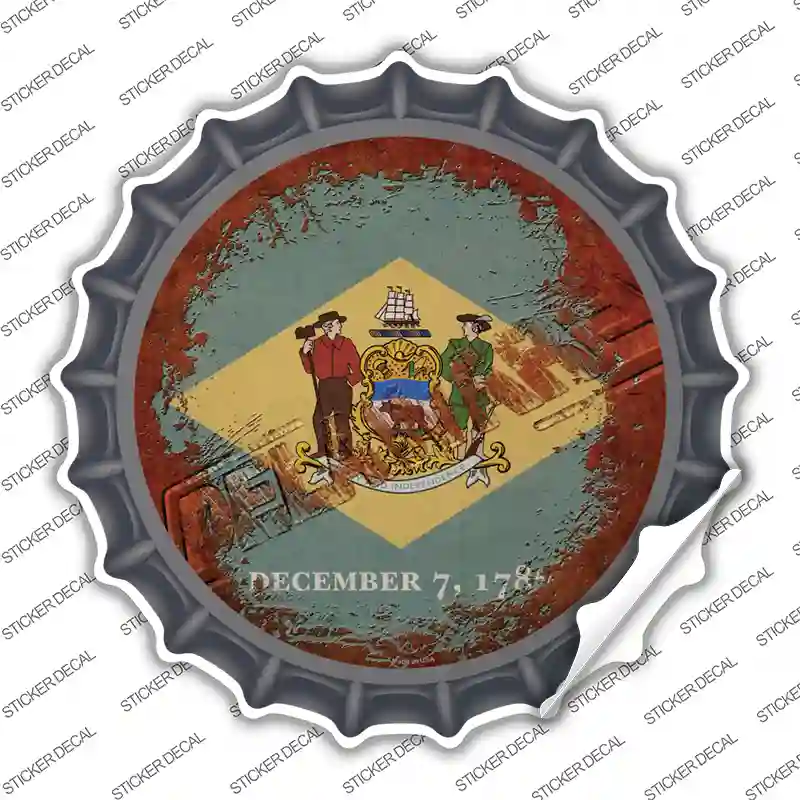 Delaware Rusty Stamped Novelty Bottle Cap Sticker Decal