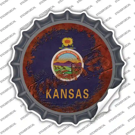 Kansas Rusty Stamped Novelty Bottle Cap Sticker Decal