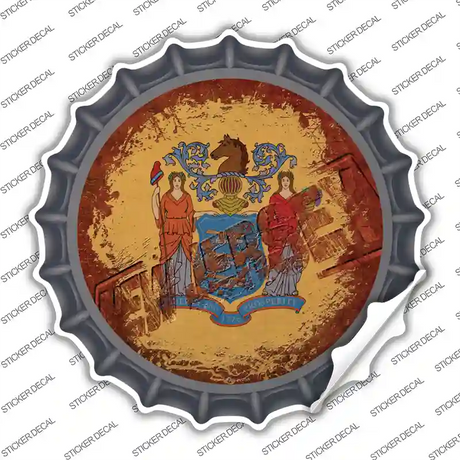 New Jersey Rusty Stamped Novelty Bottle Cap Sticker Decal