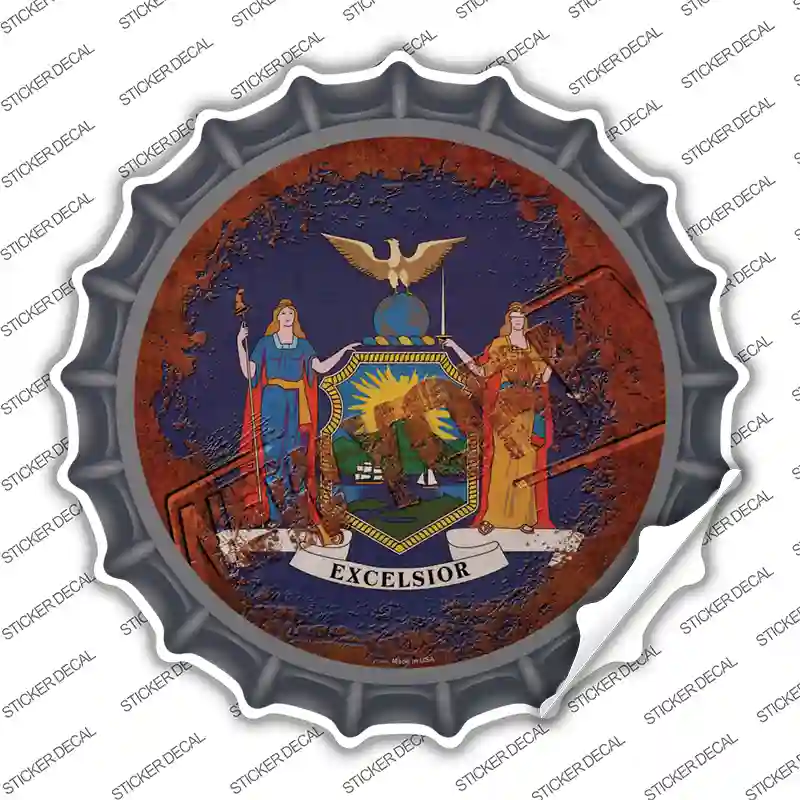 New York Rusty Stamped Novelty Bottle Cap Sticker Decal