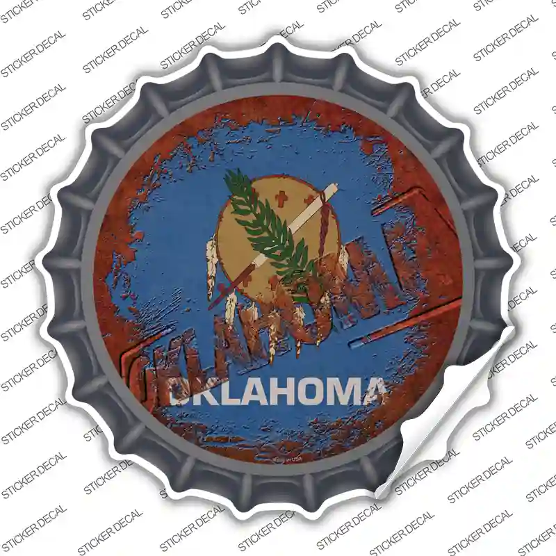 Oklahoma Rusty Stamped Novelty Bottle Cap Sticker Decal