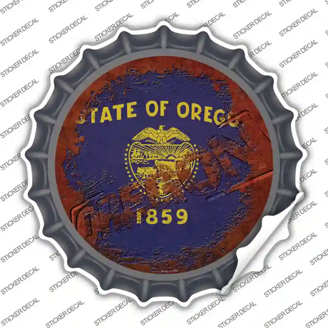 Oregon Rusty Stamped Novelty Bottle Cap Sticker Decal