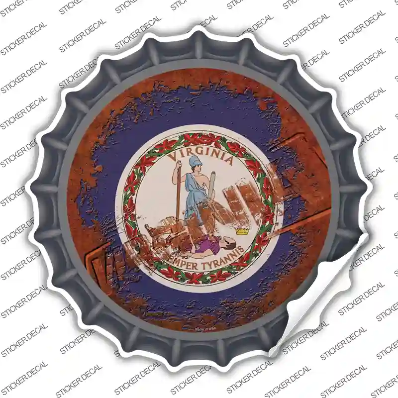 Virginia Rusty Stamped Novelty Bottle Cap Sticker Decal