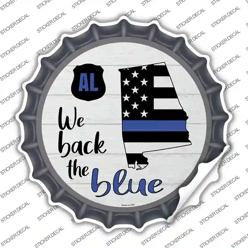 Alabama Back The Blue Novelty Bottle Cap Sticker Decal