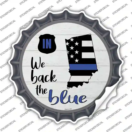 Indiana Back The Blue Novelty Bottle Cap Sticker Decal
