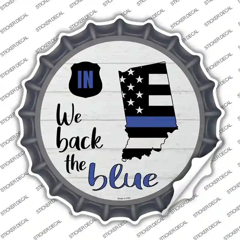 Indiana Back The Blue Novelty Bottle Cap Sticker Decal
