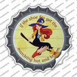 Matching Hat and Broom Girl Novelty Bottle Cap Sticker Decal