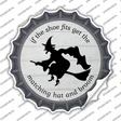 Matching Hat and Broom Witch Novelty Bottle Cap Sticker Decal