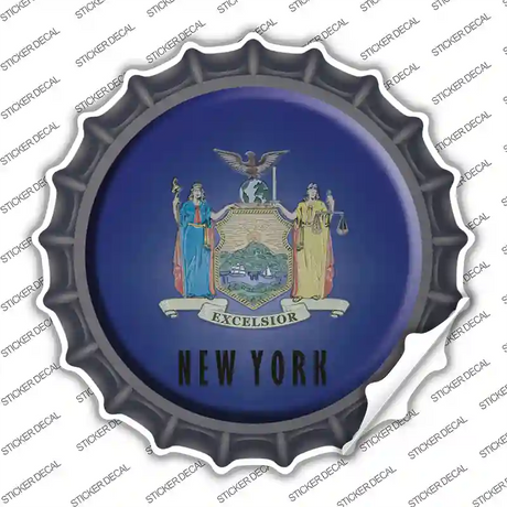 New York State Flag Novelty Bottle Cap Sticker Decal