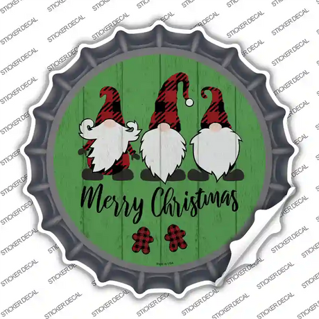 Merry Christmas Gnomes Novelty Bottle Cap Sticker Decal