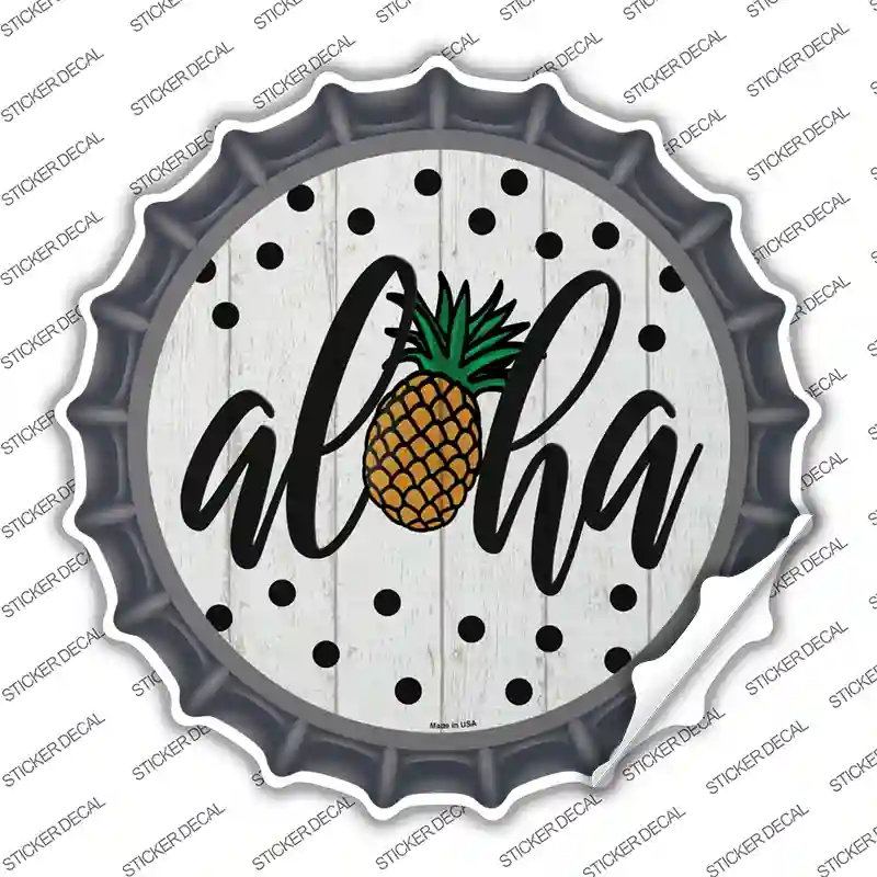 Aloha Pineapple Novelty Bottle Cap Sticker Decal