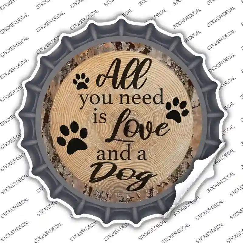 Love and a Dog Novelty Bottle Cap Sticker Decal