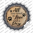 Love and a Dog Novelty Bottle Cap Sticker Decal