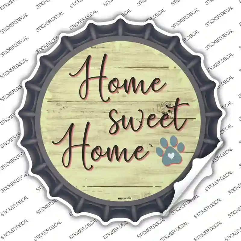 Home Sweet Home Paw Print Novelty Bottle Cap Sticker Decal